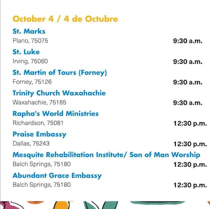 La entrega móvil se realizará del 1 de octubre al 4 de octubre (Captura de Pantalla Facebook/@Catholic Charities Dallas)