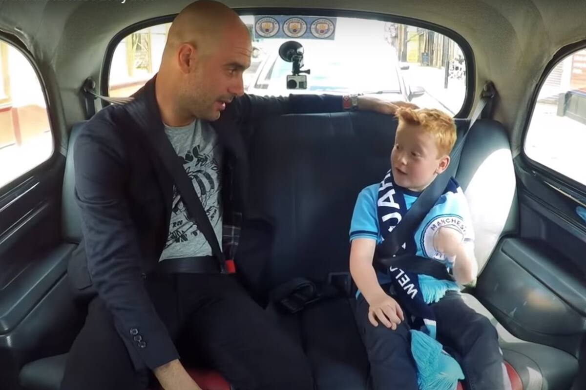 La escena protagonizada por Guardiola y el pequeño hincha del City en el taxi