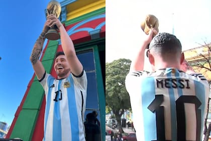 La escultura de Lionel Messi en Caminito