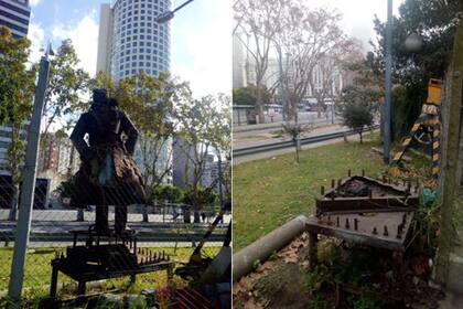 La escultura y el lugar luego del robo