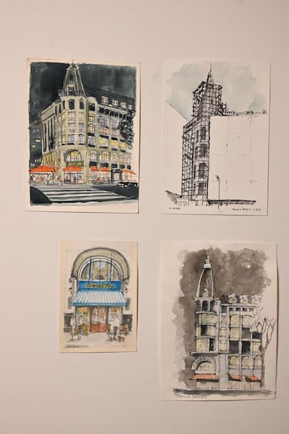 La esquina de La London, registrada por integrantes de Croquiseros Urbanos Buenos Aires