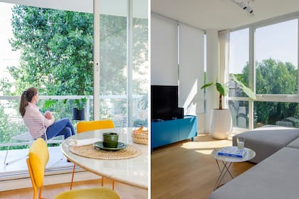 La esquina vidriada está protegida por cortinas de lino 'Indigo 300' (De Levie) hechas a medida por Gabriela Pérez Elizalde.