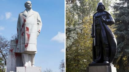 La estatua de Lenin fue transformada en una de Darth Vader