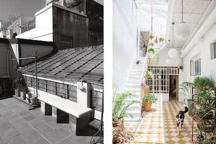 La estructura que vemos en el "Antes" se restauró por completo, y hoy llena de luz pasillo de entrada con clásico revestimiento calcáreo que lleva a la cocina.