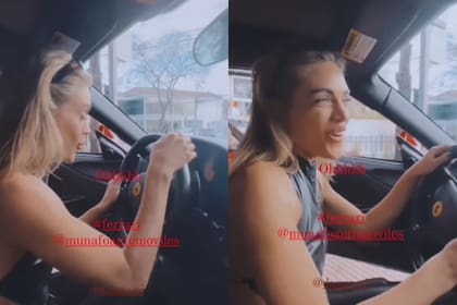 La ex Casi Ángeles se subió al auto de alta gama y encendió el motor (Foto: Captura de video / Instagram @emilia_att)