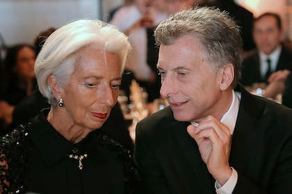 La exdirectora ejecutiva del FMI Christine Lagarde y Mauricio Macri