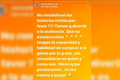 La exjugadora criticó a los nuevos participantes (Foto Instagram @marianelamirra_ok)