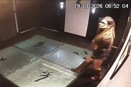 La exparticipante de Gran Hermano quedó filmada por las cámaras de seguridad del hotel