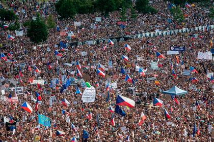 La explanada de Letna, ayer, simbólico lugar donde se inició la Revolución de Terciopelo