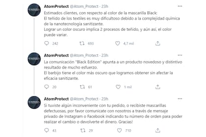 La explicación de los fabricantes del barbijo por la diferencia entre el color real y el promocionado