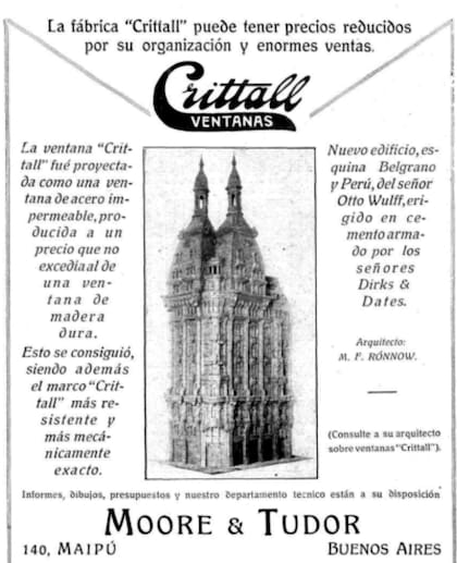 La fábrica de cristales que proveyó, en 1914, el material para todo el edificio.