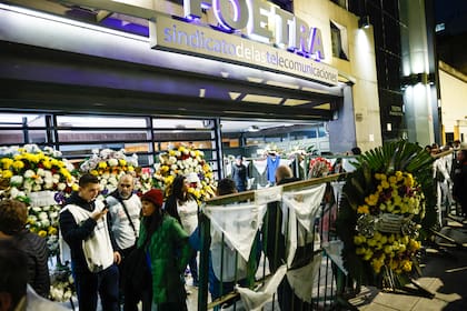 La fachada de la sede del Foetra, donde se realizó el velatorio de Taty Almeida