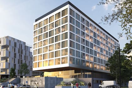 La fachada sobre la avenida Sausalito, una imagen moderna concebida desde el vamos para contrastar con los clásicos edificios destinados a residencias para adultos.