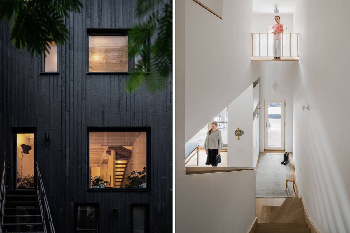 La fachada y el interior de la vivienda sustentable de una familia en Brooklyn
