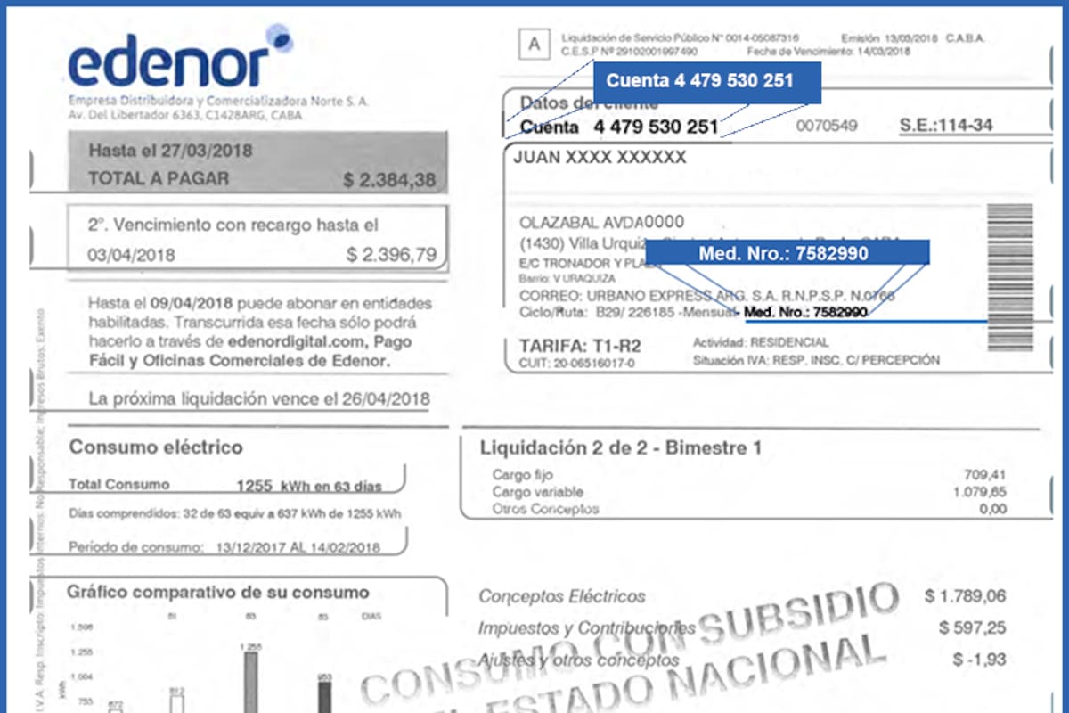 La factura de Edenor.