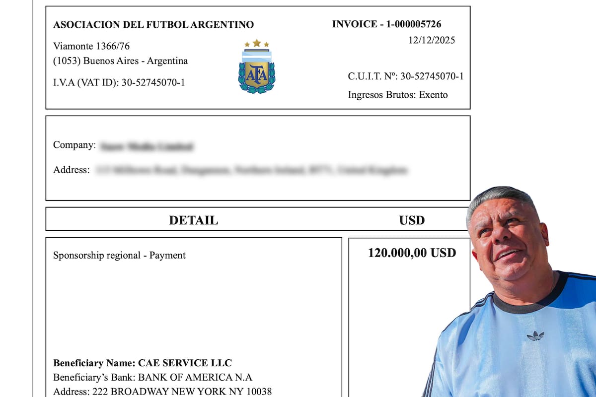 La factura en la que aparece el pago de la AFA a una empresa creada en Wyoming, Estados Unidos