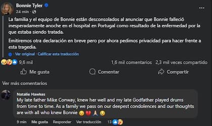 La familia de la cantante confirmó la noticia de su fallecimiento