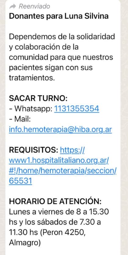 La familia de Silvina Luna hizo un pedido de donantes de sangre