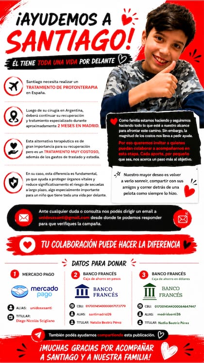 La familia debe reunir el dinero para el tratamiento pronto; para que sea efectiva debe realizarla dentro de los próximos 25 días