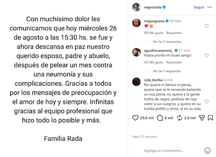 La familia del músico se encargó de confirmar su fallecimiento