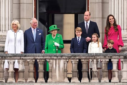 La familia real británica, durante los festejos por el Jubileo de Platino de la reina, en junio pasado