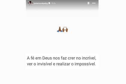 "La fe en Dios nos hace creer lo increíble, ver lo invisible y realizar lo imposible", el mensaje de Kesley (Instagram @jamersonkesley)