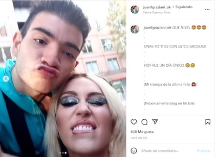 La felicidad de Francisco Graziani por conocer a una de sus ídolas, Miley Cyrus (Foto: Instagram @juanfgraziani_ok)