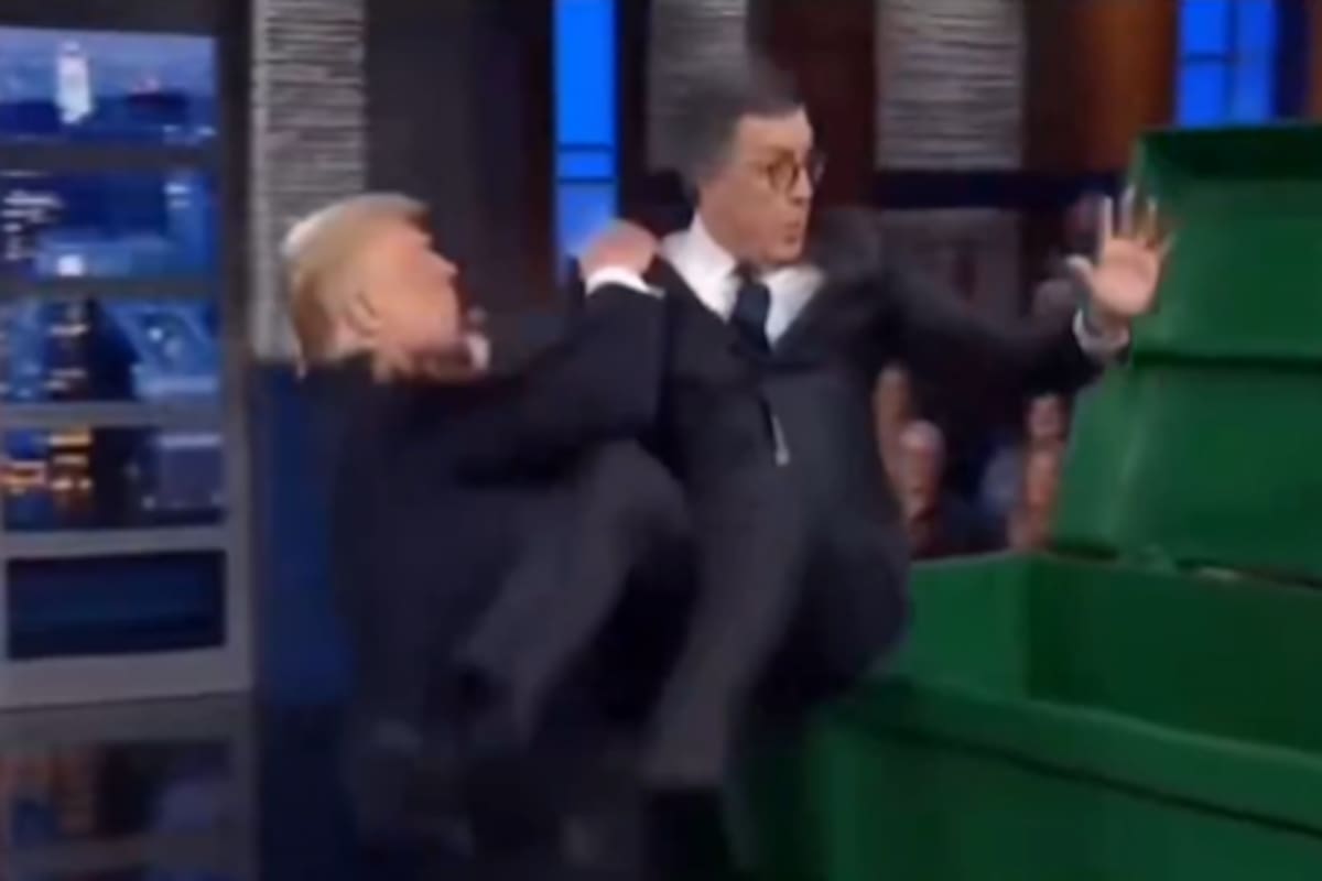 Trump postou um vídeo feito por IA no qual ele “largou” Stephen Colbert