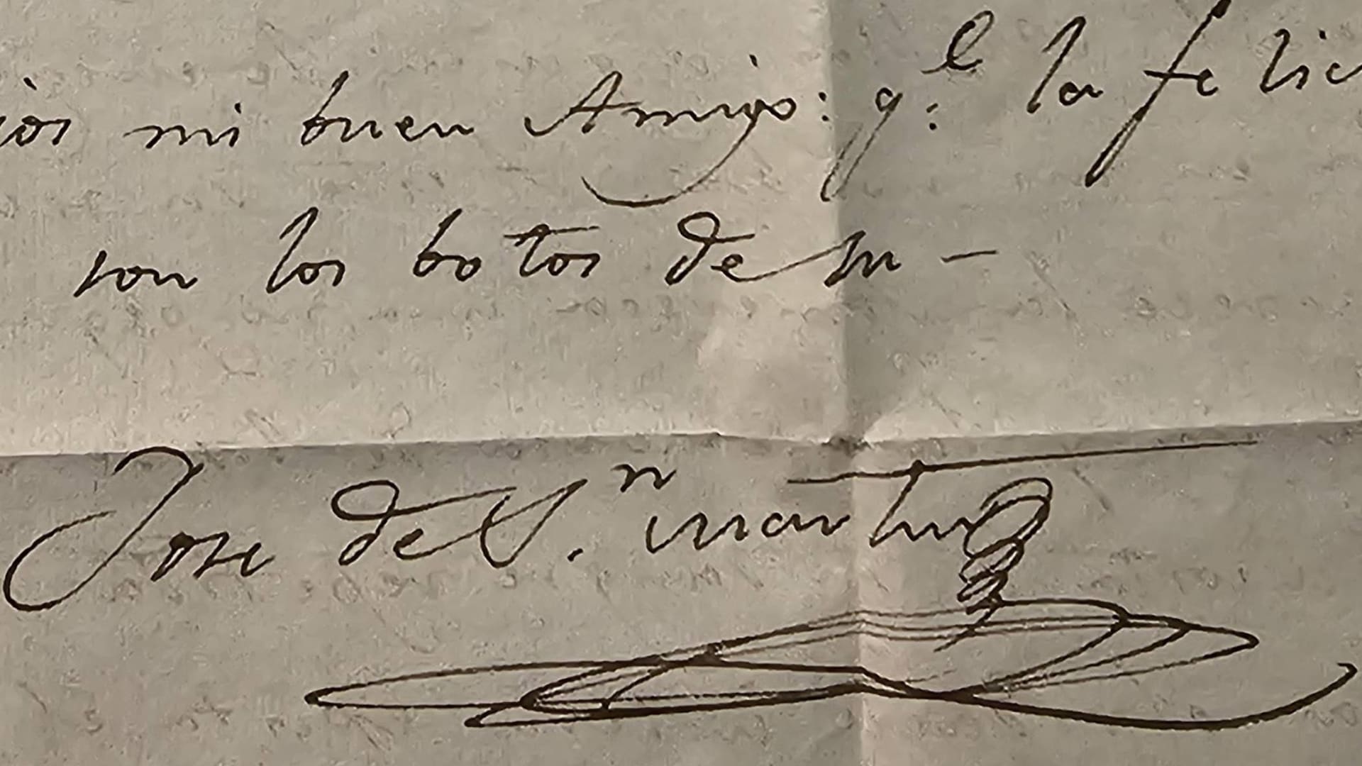 La firma del general José de San Martín en una de las cartas halladas en el archivo del conde de Fife