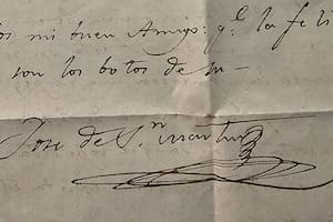 La firma del general José de San Martín en una de las cartas halladas en el archivo del conde de Fife