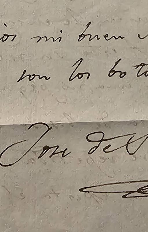 La firma del general José de San Martín en una de las cartas halladas en el archivo del conde de Fife