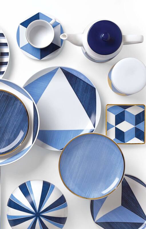 La firma Lenox convocó al arquitecto Luca Andrisani para darle patrones geométricos variados a su colección ‘Blue Azzurro’, con un guiño al gran Giò Ponti.