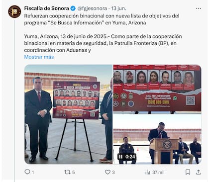 La Fiscalía de Sonora reveló quiénes son los objetivos principales de los más buscados. Foto: X