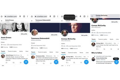 La flamante Nobel francesa Annie Ernaux cayó en el nuevo experimento de Debenedetti: le creó una cuenta falsa desde la cual la presunta escritora se queja del verificado pago para las cuentas de Twitter