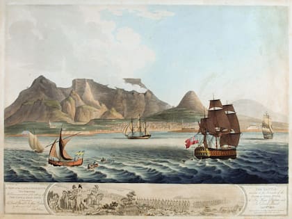 La flota inglesa frente a Ciudad del Cabo