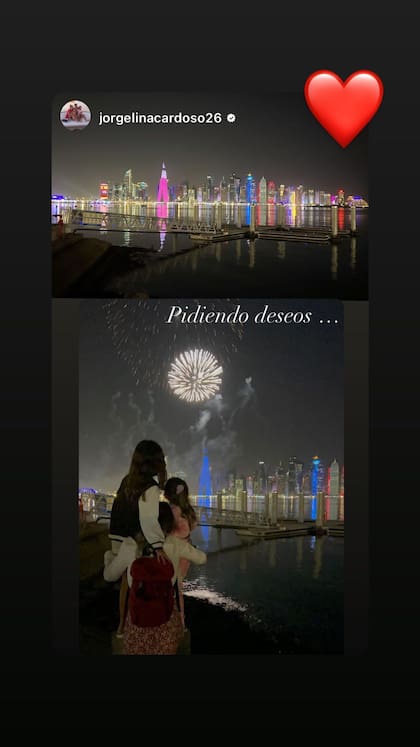 La foto de Jorgelina Cardoso junto a sus hijas en Qatar