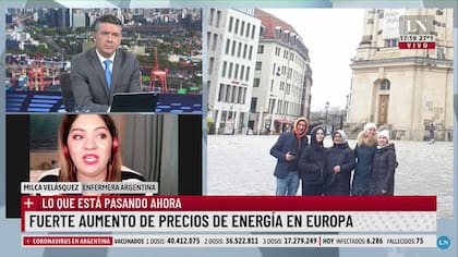La foto de las madres ucranianas con sus hijas y el marido de Milca (Foto: Captura de TV)