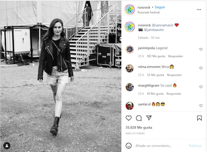 La foto de Sanna Marin en el festival Ruisrock de Finlandia (Foto: Instagram @ruisrock)