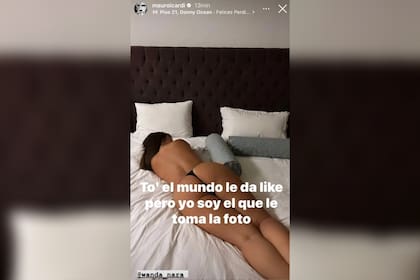 La foto de Wanda Nara semidesnuda que publicó Mauro Icardi (Foto: Instagram)