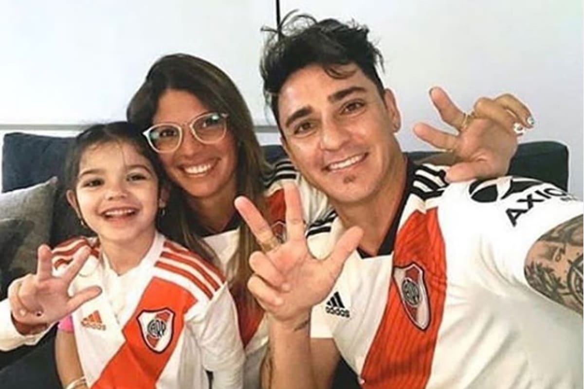 La foto de Zampedri con su familia, feliz con el triunfo de River