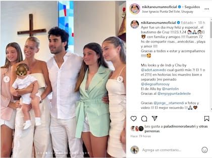 La foto familiar de Nicole Neumann con sus hijas y Cruz, el bebé que comparte con Manuel Urcera