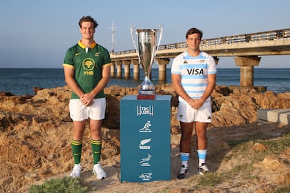 La foto oficial del Rugby Championship M 20, que arranca este jueves, con Sudáfrica vs. Argentina: en la imagen, Riley Norton y Felipe Ledesma