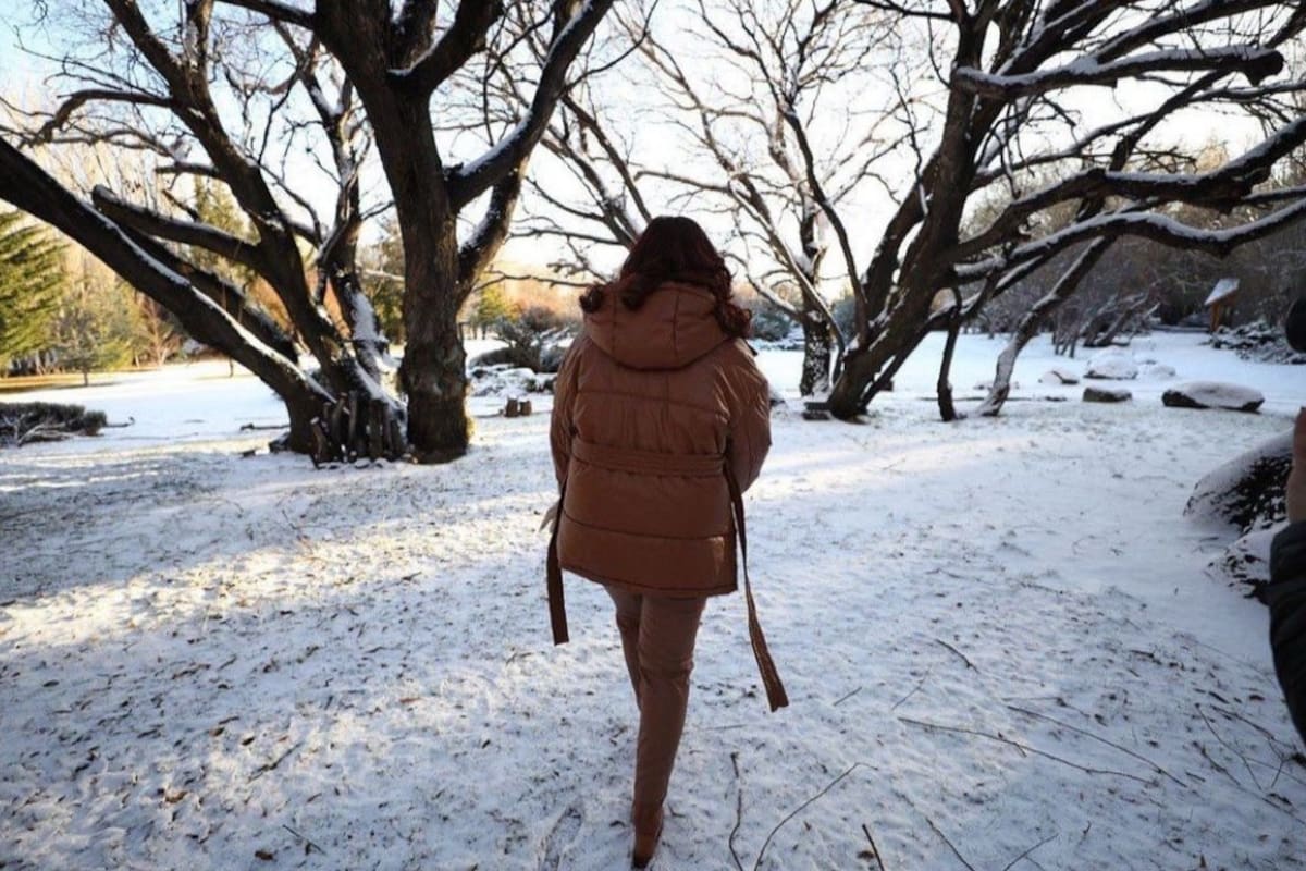 La foto que Cristina Kirchner compartió en la visita que hizo a El Calafate en julio de 2022, antes de un acto por la inauguración de una sala de cine