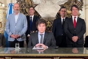 La foto que difundió la Casa Rosada de la cadena nacional del presidente Javier Milei, el 20 de diciembre pasado