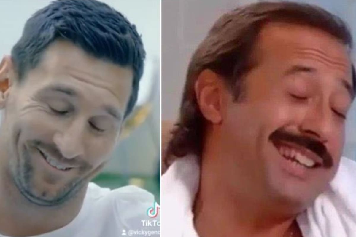 La foto que inició el ingenioso hilo de Twitter sobre las similitudes entre Lionel Messi y Guillermo Francella (Foto: Twitter / @OutMessi_)