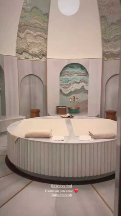 La foto que subió Eugenia Suárez de las flamantes instalaciones del hotel que está decorado con suelos de mármol y elegantes detalles (Foto: Instagram @sangrejaponesa)