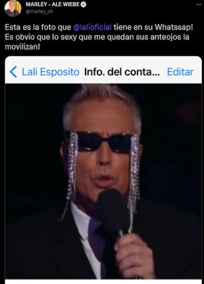 La foto que tiene Lali en su WhatsApp. Fuente: Twitter