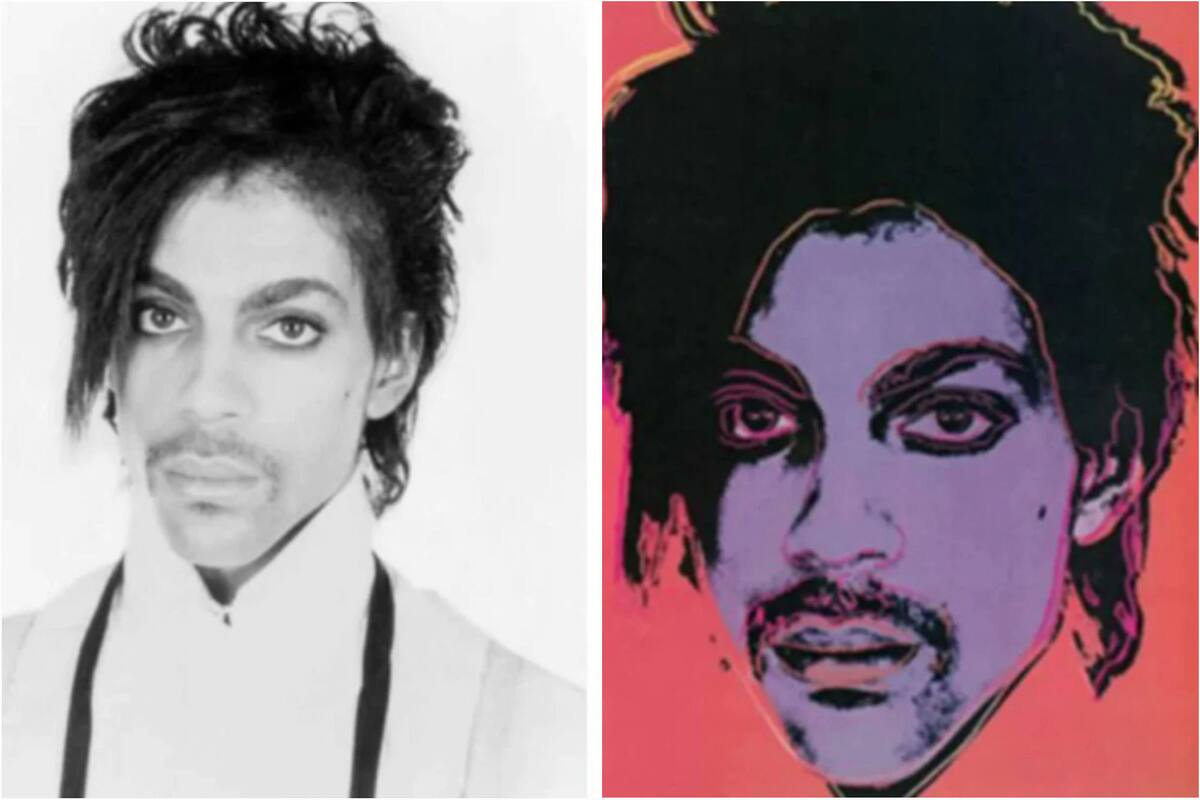 La foto tomada por Lynn Goldsmith y una pintura de la serie de Prince de Andy Warhol que compararán los jueces para su fallo en el litigio por derechos de autor que se debate en los Estados Unidos