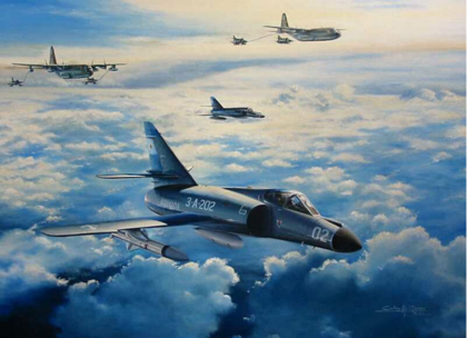 “La fotografía de la obra de arte correspondiente a los dos Super Etendard junto a los dos C130 y 4 Douglas A4 en misión para atacar al portaaviones HMS Invincible, obrante en la edición de fecha 29-07-2023, pertenece al artista aeronáutico Carlos Adrián García, crédito que se omitió involuntariamente”