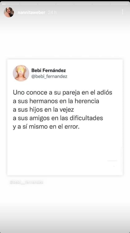 La frase que compartió Weber y alimentó los rumores de crisis